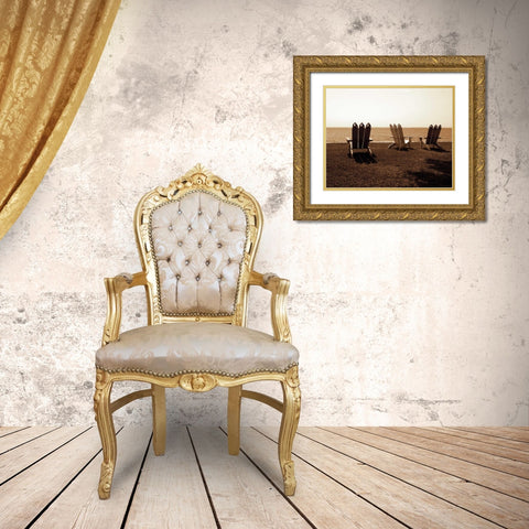 Adirondack Chairs II Gold Ornate Wood Framed Art Print with Double Matting by Hausenflock, Alan