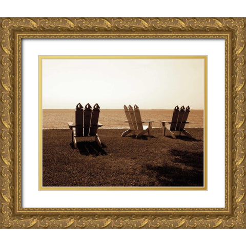 Adirondack Chairs II Gold Ornate Wood Framed Art Print with Double Matting by Hausenflock, Alan