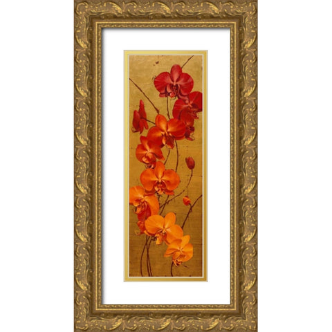 Golden Orchids I Gold Ornate Wood Framed Art Print with Double Matting by Catlett, Kenneth