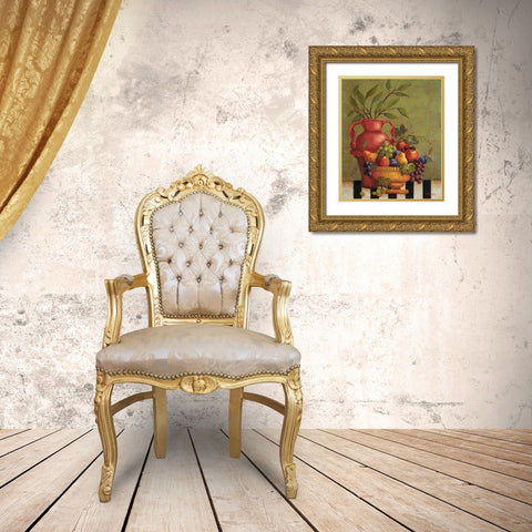 Fresco Fruit I Gold Ornate Wood Framed Art Print with Double Matting by Jeffrey, Jillian