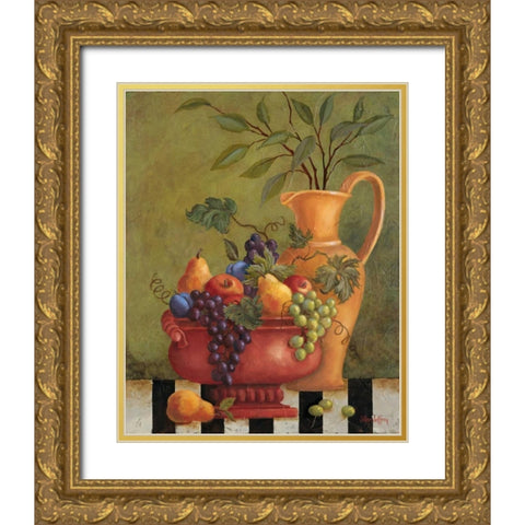 Fresco Fruit II Gold Ornate Wood Framed Art Print with Double Matting by Jeffrey, Jillian
