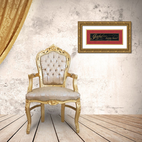 Red Damask I Gold Ornate Wood Framed Art Print with Double Matting by Jeffrey, Jillian