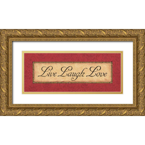 Red Damask II Gold Ornate Wood Framed Art Print with Double Matting by Jeffrey, Jillian