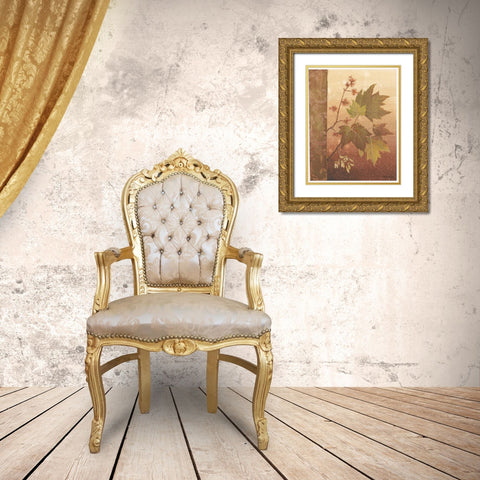 Maple Leaves Gold Ornate Wood Framed Art Print with Double Matting by Jeffrey, Jillian