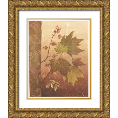 Maple Leaves Gold Ornate Wood Framed Art Print with Double Matting by Jeffrey, Jillian