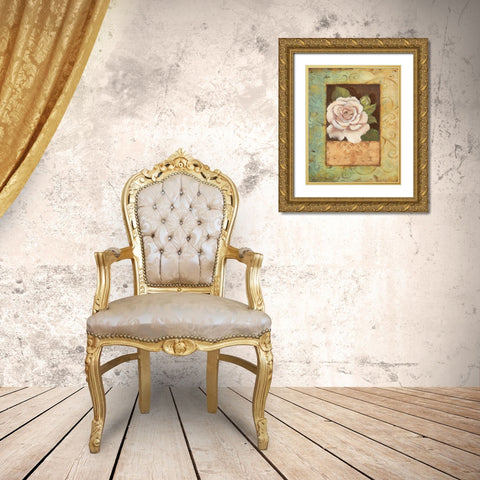 Antique Rose I Gold Ornate Wood Framed Art Print with Double Matting by Jeffrey, Jillian