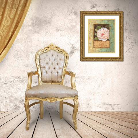Antique Rose II Gold Ornate Wood Framed Art Print with Double Matting by Jeffrey, Jillian