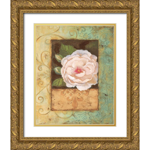 Antique Rose II Gold Ornate Wood Framed Art Print with Double Matting by Jeffrey, Jillian