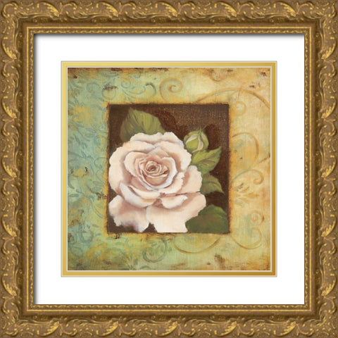 Antique Rose III Gold Ornate Wood Framed Art Print with Double Matting by Jeffrey, Jillian
