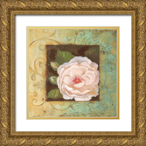 Antique Rose IV Gold Ornate Wood Framed Art Print with Double Matting by Jeffrey, Jillian