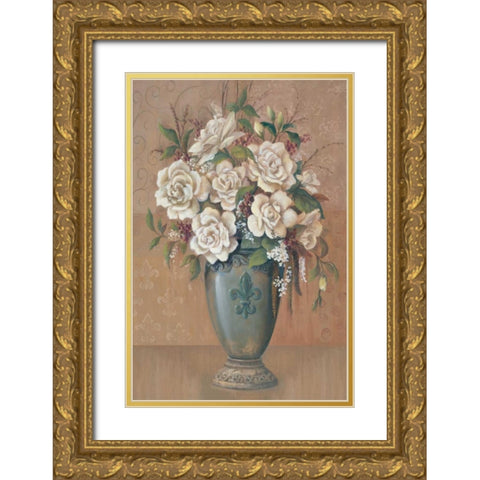Courtly Roses I Gold Ornate Wood Framed Art Print with Double Matting by Jeffrey, Jillian