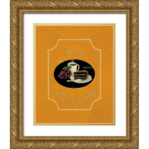 Rosa Pasticceria Gold Ornate Wood Framed Art Print with Double Matting by Jones, Catherine