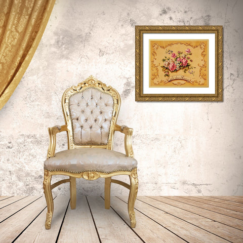 Cafe des Roses Gold Ornate Wood Framed Art Print with Double Matting by Jones, Catherine