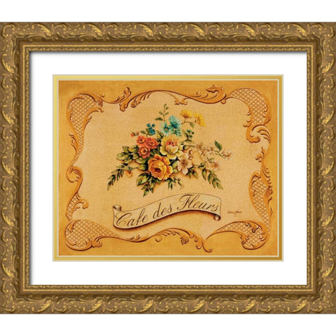 Cafe des Fleurs Gold Ornate Wood Framed Art Print with Double Matting by Jones, Catherine