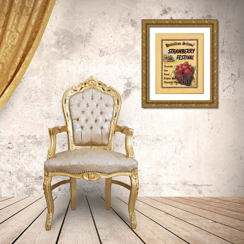 Strawberry Festival Gold Ornate Wood Framed Art Print with Double Matting by Jones, Catherine