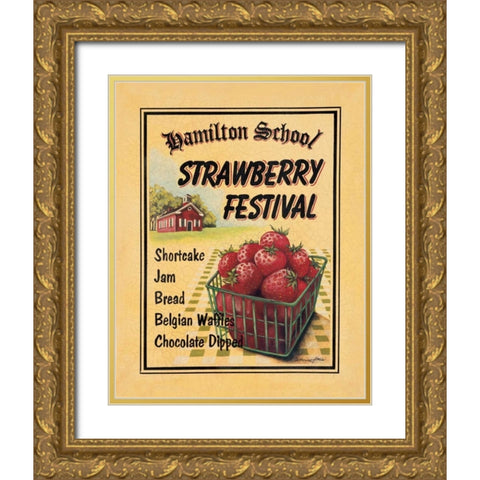 Strawberry Festival Gold Ornate Wood Framed Art Print with Double Matting by Jones, Catherine