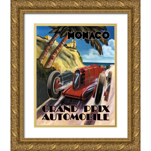 Monaco Grand Prix Gold Ornate Wood Framed Art Print with Double Matting by Jones, Catherine