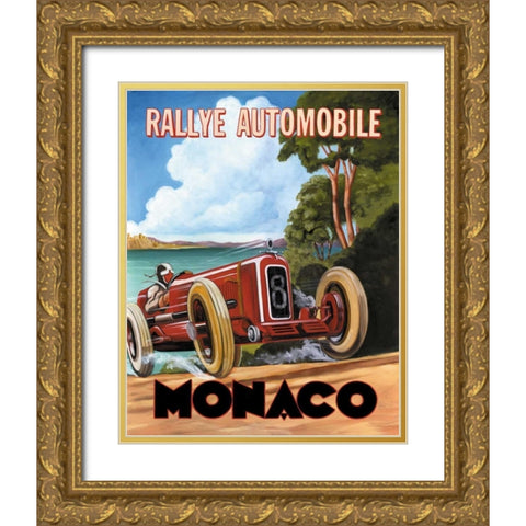 Monaco Rallye Gold Ornate Wood Framed Art Print with Double Matting by Jones, Catherine