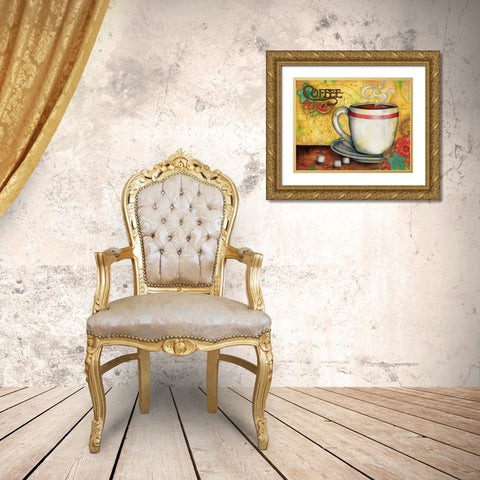 Spring Coffee Gold Ornate Wood Framed Art Print with Double Matting by Knold, Donna