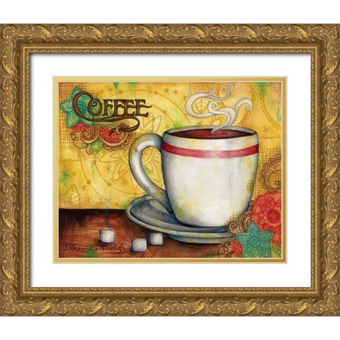 Spring Coffee Gold Ornate Wood Framed Art Print with Double Matting by Knold, Donna