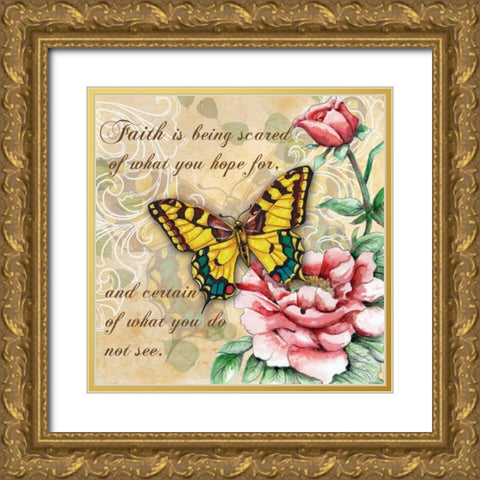 Inspire Butterfly III Gold Ornate Wood Framed Art Print with Double Matting by Knold, Donna