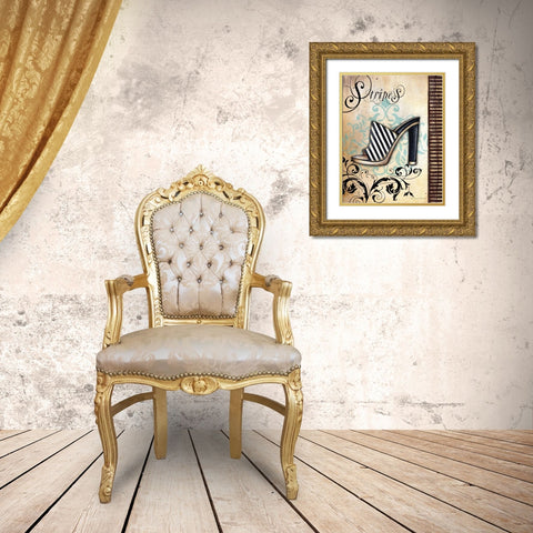 Stripes Gold Ornate Wood Framed Art Print with Double Matting by Knold, Donna