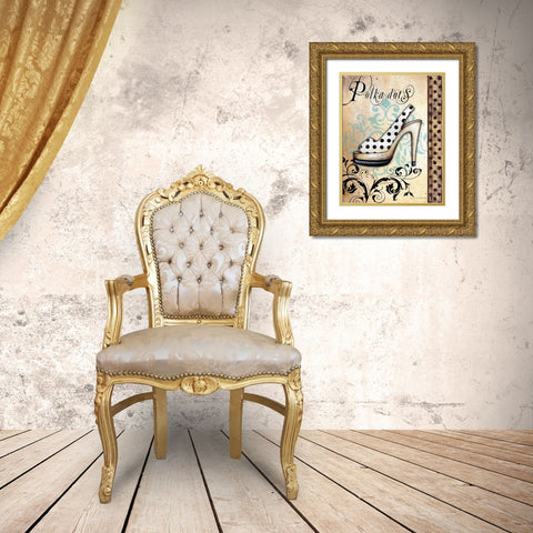Polka Dots Gold Ornate Wood Framed Art Print with Double Matting by Knold, Donna