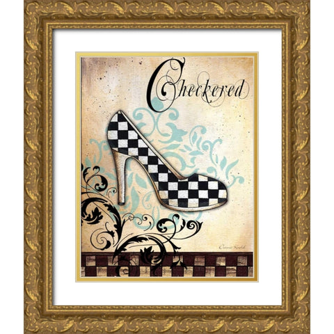 Checkered Gold Ornate Wood Framed Art Print with Double Matting by Knold, Donna