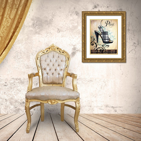 Plaid Gold Ornate Wood Framed Art Print with Double Matting by Knold, Donna