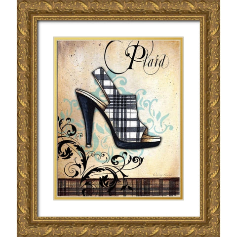 Plaid Gold Ornate Wood Framed Art Print with Double Matting by Knold, Donna