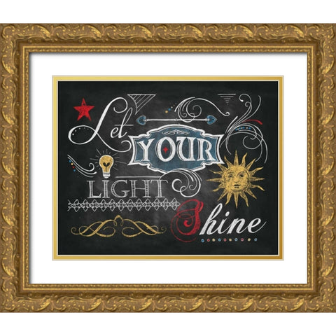Color Chalkboard II Gold Ornate Wood Framed Art Print with Double Matting by Knold, Donna