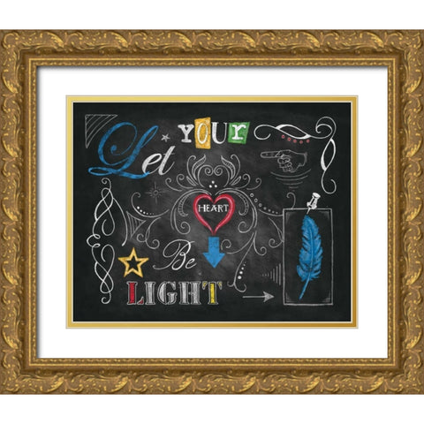 Color Chalkboard IV Gold Ornate Wood Framed Art Print with Double Matting by Knold, Donna