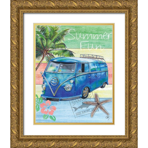 Summer Splash Van Gold Ornate Wood Framed Art Print with Double Matting by K, Onna