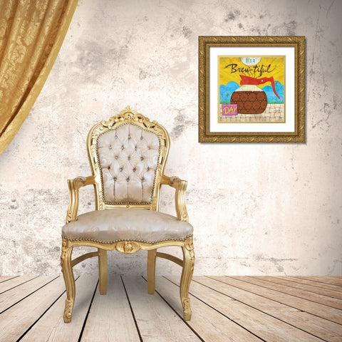 Coffee Time II Gold Ornate Wood Framed Art Print with Double Matting by K, Onna