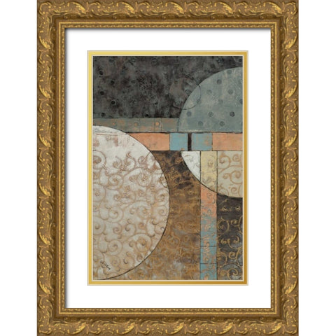 Geo Round Squared I Gold Ornate Wood Framed Art Print with Double Matting by Kime, John