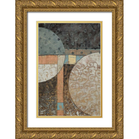 Geo Round Squared II Gold Ornate Wood Framed Art Print with Double Matting by Kime, John