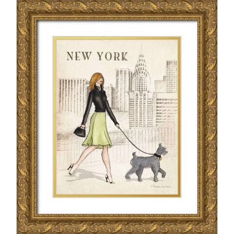 New York Gold Ornate Wood Framed Art Print with Double Matting by Laliberte, Andrea