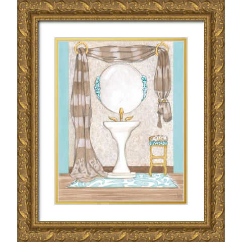 Bathroom Elegance II Gold Ornate Wood Framed Art Print with Double Matting by Laurencon