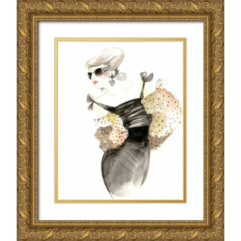 Runway Fashion III Gold Ornate Wood Framed Art Print with Double Matting by Laurencon