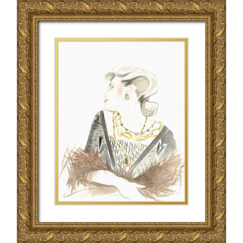Runway Fashion IV Gold Ornate Wood Framed Art Print with Double Matting by Laurencon