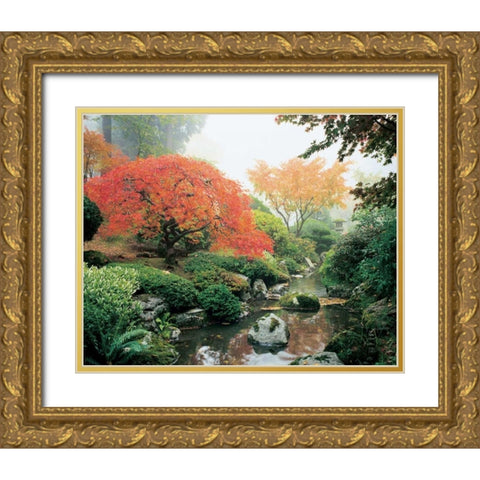 Japanese Garden I Gold Ornate Wood Framed Art Print with Double Matting by Love, Maureen