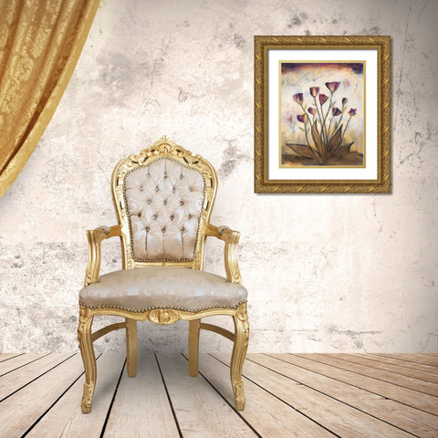 Poppy Garden II Gold Ornate Wood Framed Art Print with Double Matting by Marque, Lucia