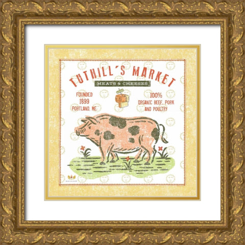 Tuthill Pig Gold Ornate Wood Framed Art Print with Double Matting by McCollum, Sudi