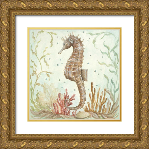 Seahorse IV Gold Ornate Wood Framed Art Print with Double Matting by McRostie, Kate