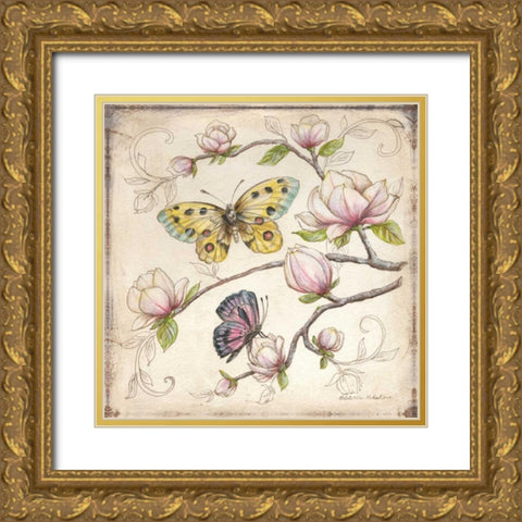 Le Jardin Butterfly IV Gold Ornate Wood Framed Art Print with Double Matting by McRostie, Kate