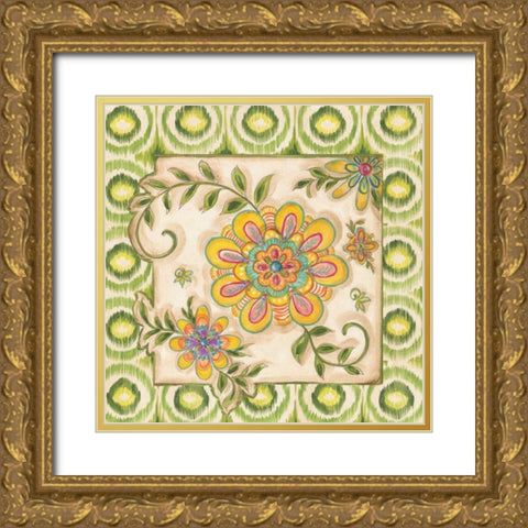 Ikat Floral I Gold Ornate Wood Framed Art Print with Double Matting by McRostie, Kate