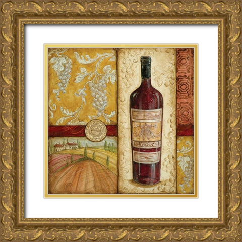 French Wine Collage Gold Ornate Wood Framed Art Print with Double Matting by McRostie, Kate