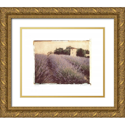 Lavender Gold Ornate Wood Framed Art Print with Double Matting by Melious, Amy