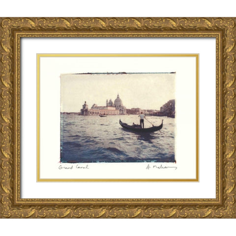 Grand Canal Gold Ornate Wood Framed Art Print with Double Matting by Melious, Amy
