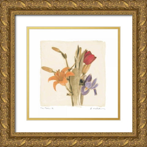Tre Fiori III Gold Ornate Wood Framed Art Print with Double Matting by Melious, Amy